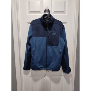 The North Face Mens Medium Windwall Softshell Fleece Lined Blue Black Jacket